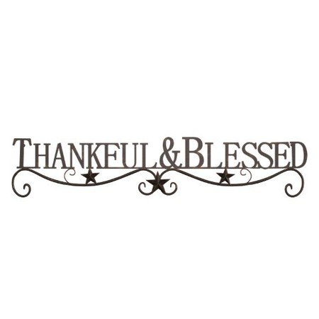 Hastings Home Metal Cutout, Thankful and Blessed Wall Sign, 3D Word Art Accent Décor, Modern Rustic Farmhouse 175890MRT